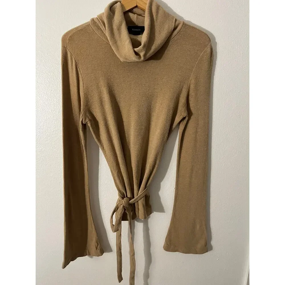 Express Wool Blend Tan Lightweight Sweater Women Size S